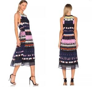 APIECE APART Lippard Multi Color Striped Chiffon Silk Midi Dress 4